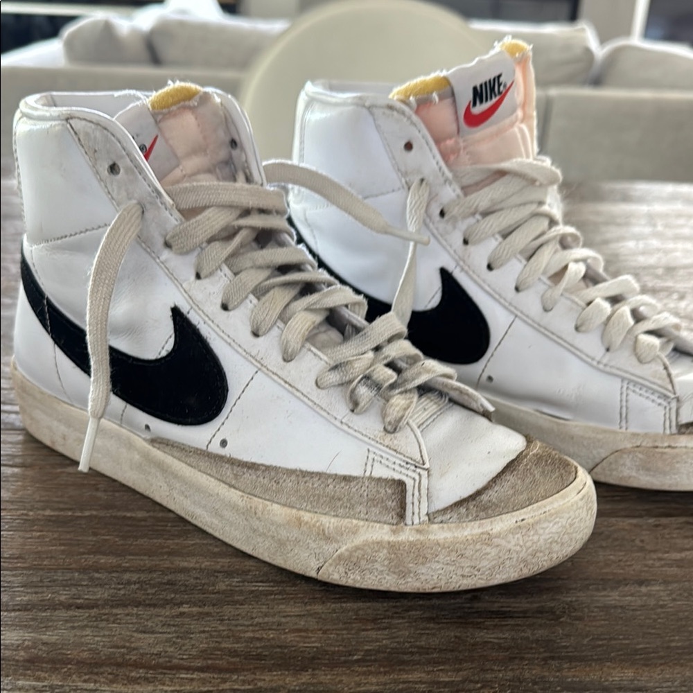 Nike White and Black High-Top Sneakers